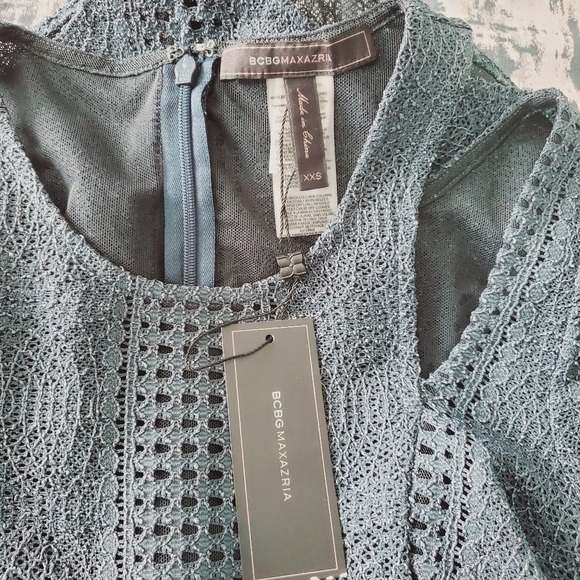 NEW BCBGMAXAZRIA Gwenyth Cutout Lace Mint Teal Bodysuit - Picture 4 of 5